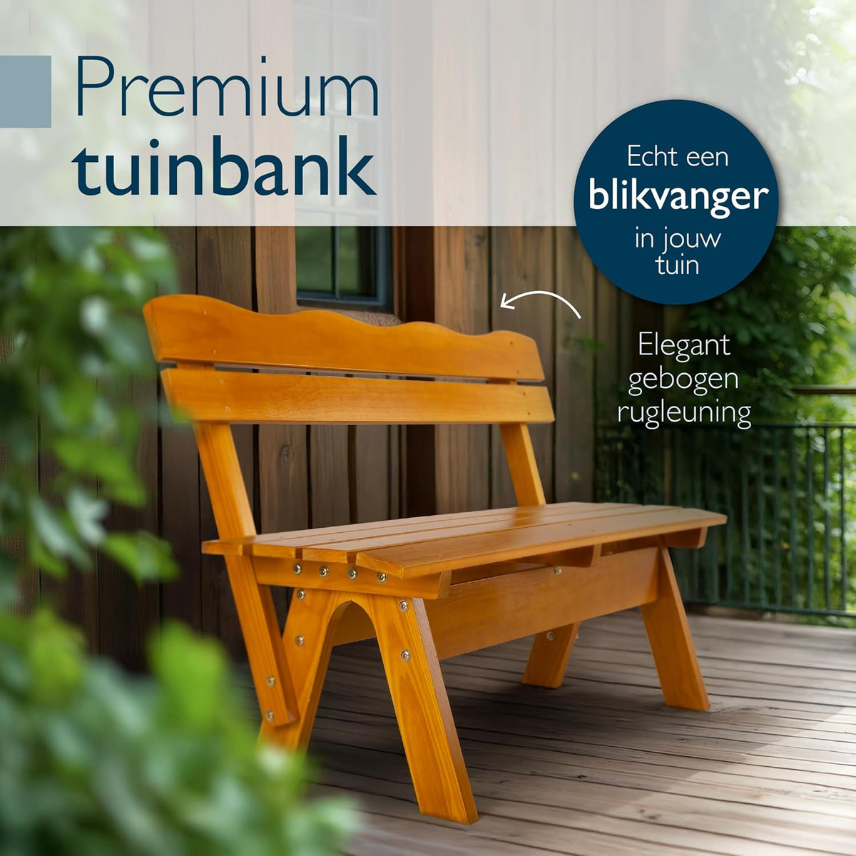 Beautissu Houten Tuinbank Weerbestendig 3 Personen 150 cm breed – Massief Hout Gelakt – Duurzaam Robuust Tuinbank Hout voor Balkon Terras Serre of Tuin – RD