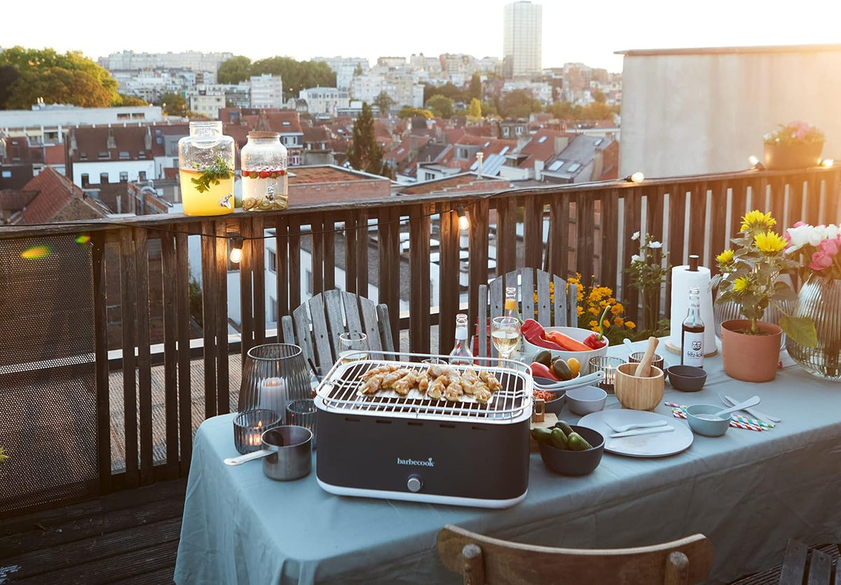 Barbecook tafel bbq Carlo houtskool barbecue met draagtas, geschikt voor 6 personen, Urban Grey, 44x33x21cm