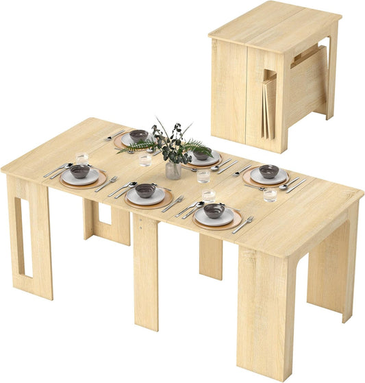 Uittrekbare Eettafel – Uitklapbare Tafel – Keukentafel – Eetkamertafel – Moderne Dining Table – Verstelbaar 60-180 cm – Natuurlijke Houtlook