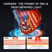 Lichttherapie - Rood Licht Therapie - LED-Therapie - LED-masker - Nabij-Infrarood Roodlicht - voor Gezicht - Flexibel Siliconen Lichttherapiemasker - voor Thuis - Gezichtsmaskers - Huidverzorging - Zwart