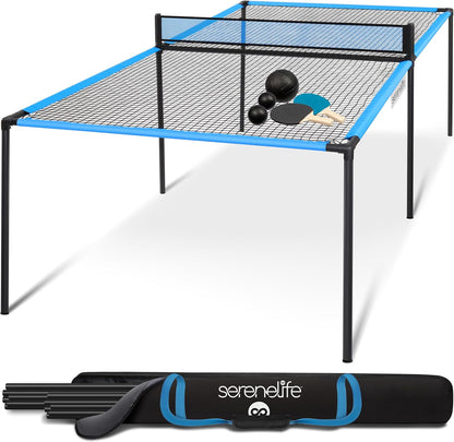 SereneLife Pingpongtafel - Trampoline Pingpongtafel – Stevig Stalen Frame met Poedercoating – Inclusief Batjes, Kleine & Grote Ballen – Indoor/Outdoor voor Strand & Speelkamer