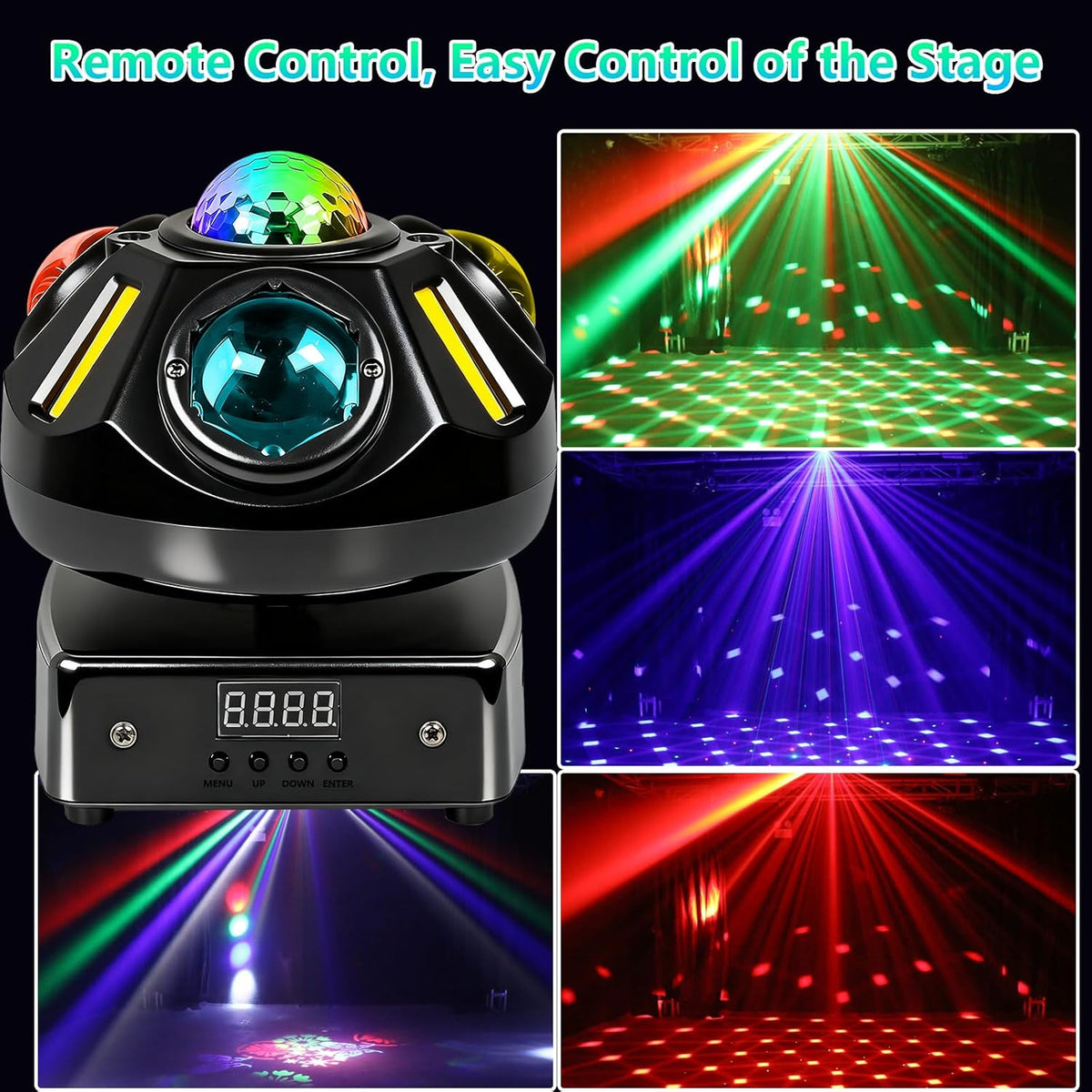 Moving Head LED 60W Beam Disco Light Partylict 21CH Stage Light Disco Light for Party Cellar Wedding Club (Spherical Shape) - QUORE