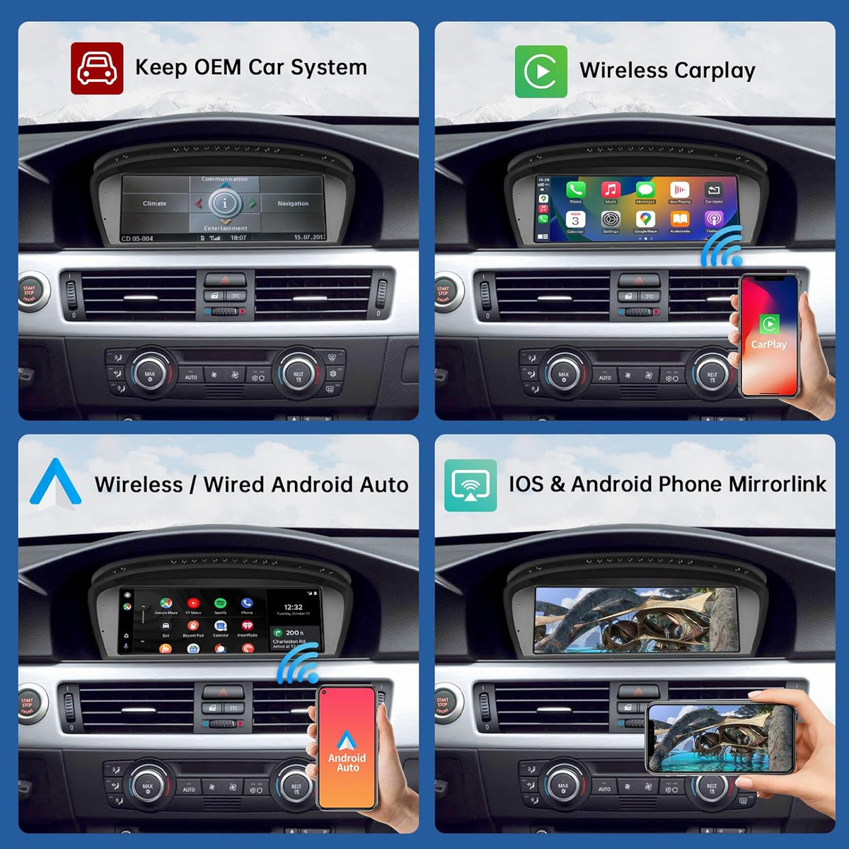 8,8 Inch Autoradio – Touchscreen Multimedia Systeem – Navigatie Radio Speler – CarPlay Android Auto Mirrorlink – Draadloos Verbinden – HD Resolutie 1920x720 Pixels