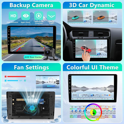 4+64G Carplay Auto Radio 2 din Android met Bluetooth, Motorsi Dubbele din Radio Auto met Scherm, Stereo Auto Support GPS -Navigatie/Mirrorlink/FM/WIFI/USB/SWC + Achteruitrijcamera + Microfoon