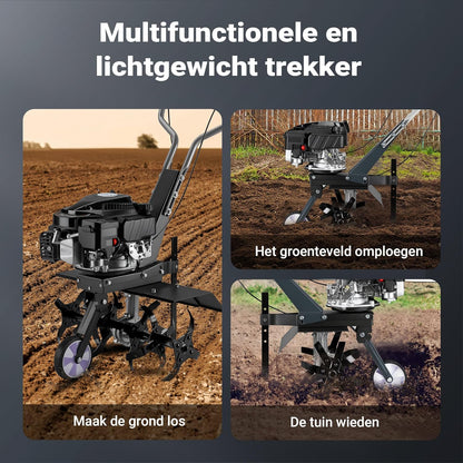 Wiltec tuinfrees benzine werkbreedte van 60 cm, grondfreesmachine motor 144 ccm en 6 messen, cultivator met brandstofaandrijving Euro 5, robuuste grondfrees voor tuinwerk