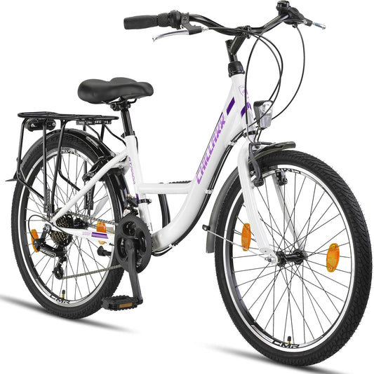Chillaxx Bike Strada Premium City Bike in 24, 26, 28 inch: een fiets voor meisjes, jongens, dames en heren, met 21 versnellingen, Nederlandse fiets, stadsfiets