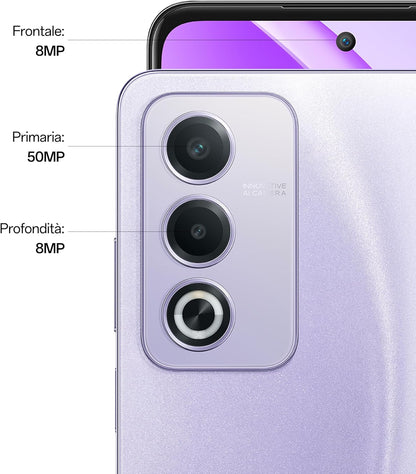 OPPO A80 5G Smartphone, AI dubbele camera 50 + 2 MP, selfie 8 MP, display 6,67 inch 120 Hz LCD HD+, 5100 mAh, RAM 16 GB (8 + 8) + ROM 256 GB (esp1TB), IP54, autohouder [Italiaanse versie], Moonlight
