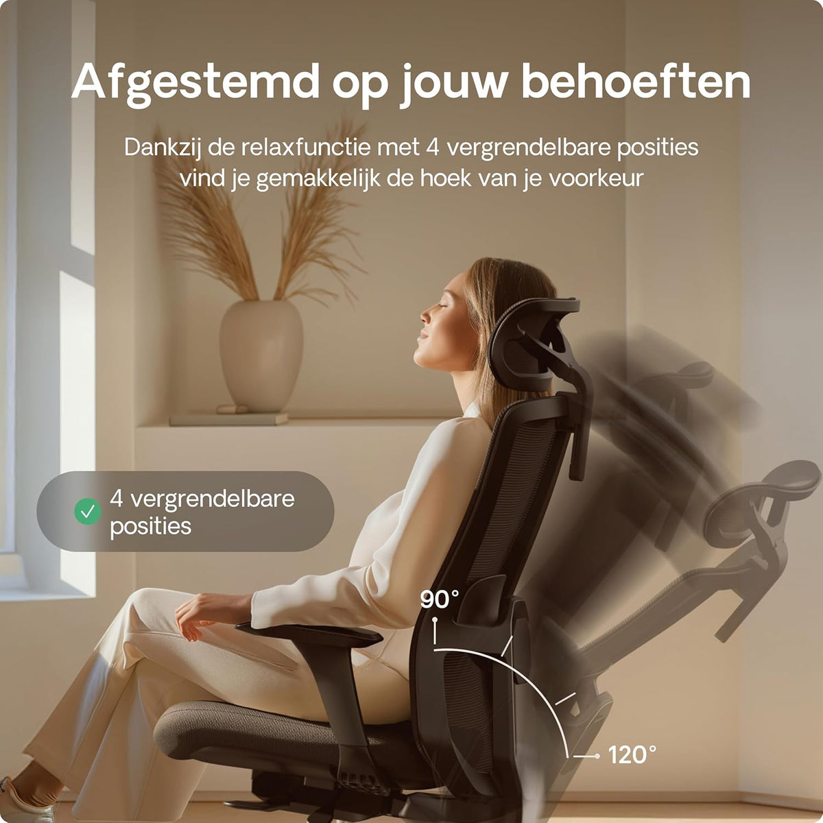 Desktronic SitOne Office Chair Adjustable Ergonomic Office Chair with Headrest, Armrests, Lumbar Support, Height Adjustment - Designed for European Body - Breathable Mesh - Spacious Seat (Black) - QUORE