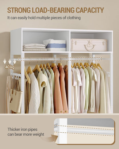 Hzuaneri Wardrobe,Open wardrobe,With 4 wooden drawers,Top storage compartment,Ironwood,Modern style,Suitable for bedrooms and dressing rooms, 39.4 x 16.9 x 72.8 inch, White BW06603W