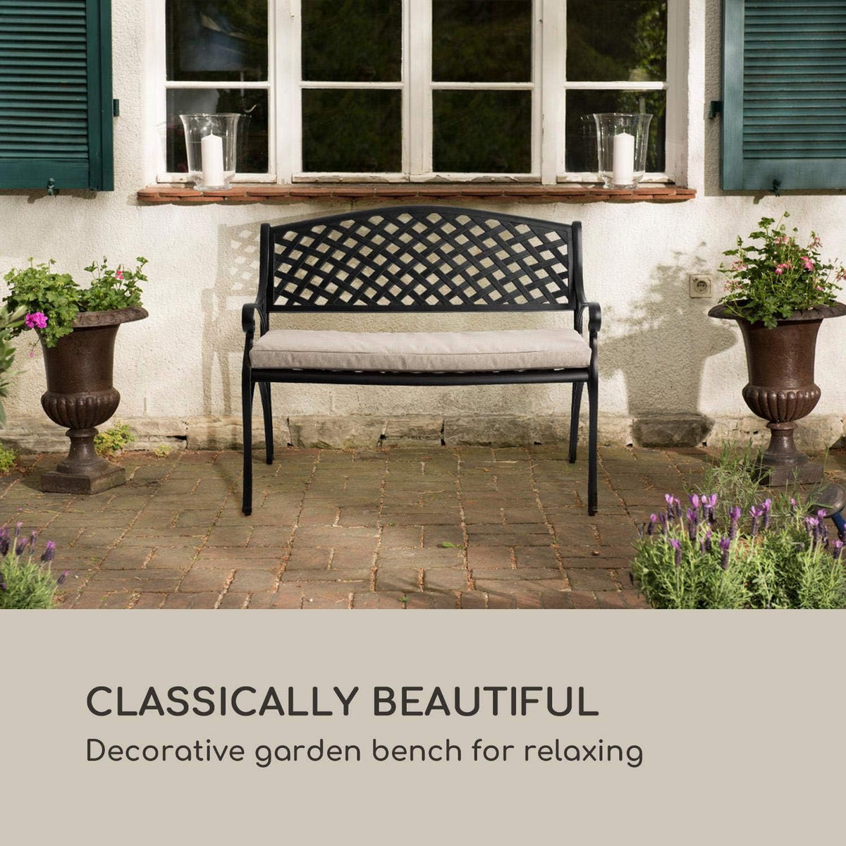 blumfeldt Pozzilli BL garden bench - material: cast aluminium, weatherproof, space for 2 people, separately available seat cushion - QUORE