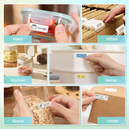 Nelko P21 Draagbare Bluetooth-labelmaker, draadloze stickerprinter met meerdere sjablonen voor thuiskantoororganisatie en opslaglocatie, met 3 rollen thermische tape (14 x 40 mm), zwart