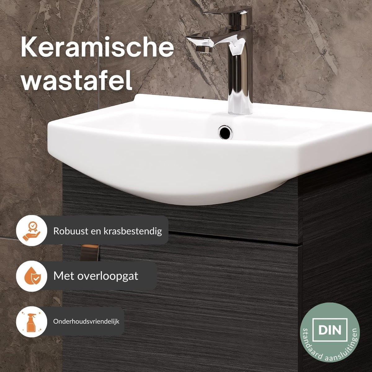 Planetmöbel bathroom cabinet set Washbasin with vanity unit 45 x 60 x 33 cm with mirror cabinet 40 cm, midi cabinet for bathroom & guest toilet, anthracite - QUORE