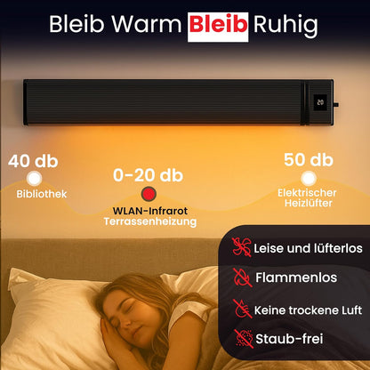 Wifi QH-TH Black Heater Infrared Patio Heater 1800 or 2400 Watt (2400 Watts) (165 x 18 x 7.3 cm / 2400 Watt/Wifi) - QUORE