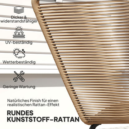 Ligbed – Ligstoel – Zonnebed – Relaxstoel – Loungestoel – Polyrotan – Stalen Frame – 120 kg Belastbaar – Natuurlijk Houtlook