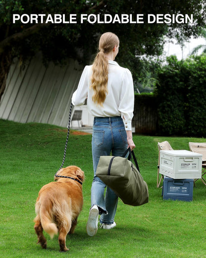Opvouwbare reishondenbench van 42 inch voor middelgrote en grote honden, draagbare hondenkrat 4-deurs opvouwbare zachte kennel met kauwbestendige gaasramen voor reizen binnen en buiten, met opbergtas