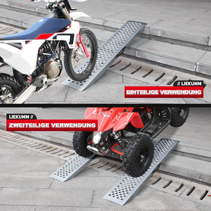 LIEKUMM Oprijplaten, 2 stuks, 120 x 23 cm, capaciteit 600 kg/PR capaciteit, laadbruggen voor motorfiets, ATV, vrachtwagen, quad, grasmaaier, sneeuwblazer, antislip, waterdicht, roestvrij, 2 stuks