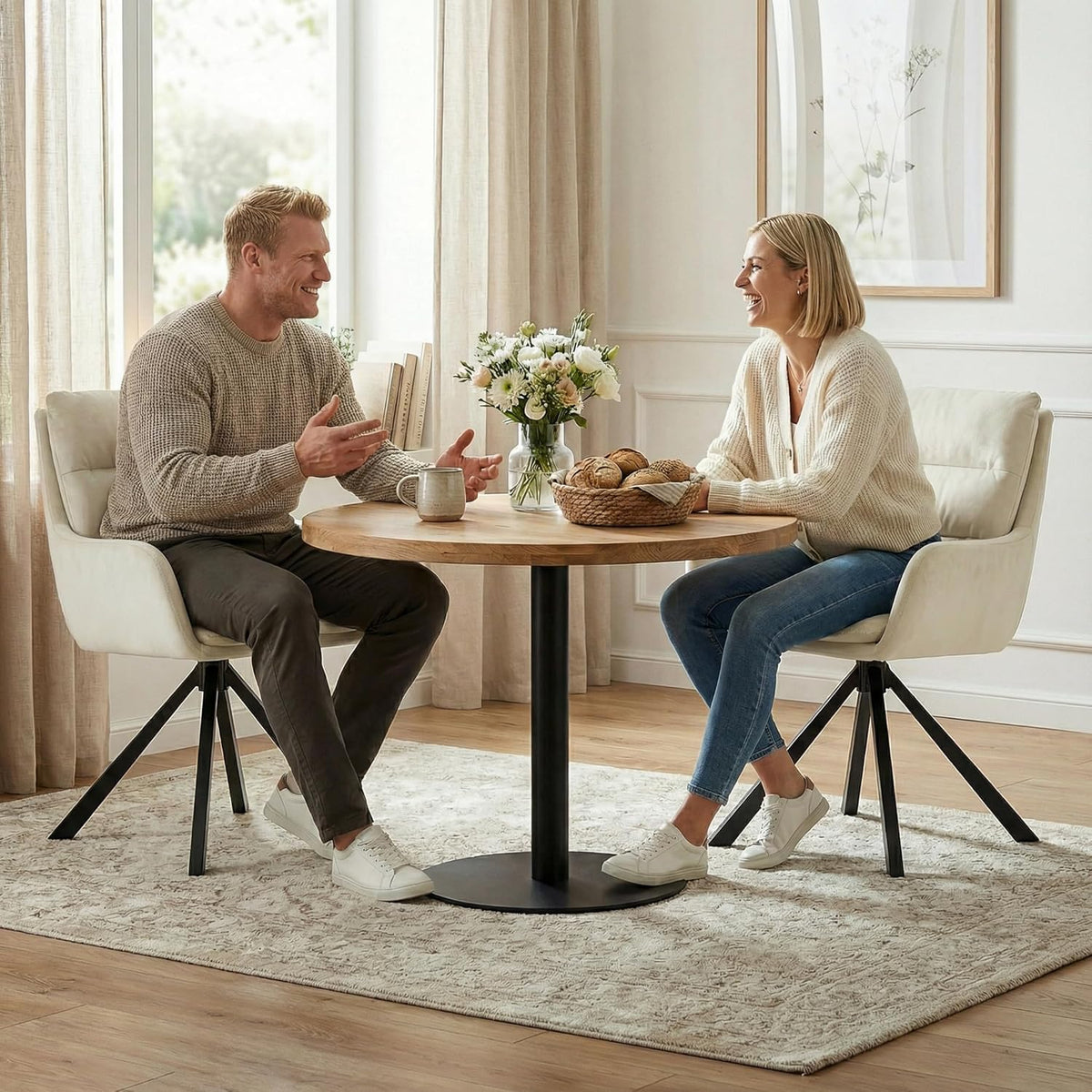 Eetkamerstoelen, draaibaar, set van 1 met armleuning, 360 graden draaibare enkele stoel met dubbele rugleuning, afneembaar zitkussen, fluweel, keukenstoel voor eetkamer en woonkamer, kantoor