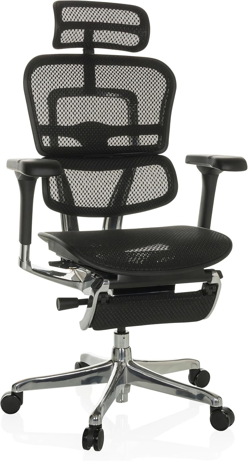 hjh OFFICE Bureaustoel ERGOHUMAN Plus LEGPRO I hoogwaardige bureaustoel met ergonomische rugleuning, zwart, 652298