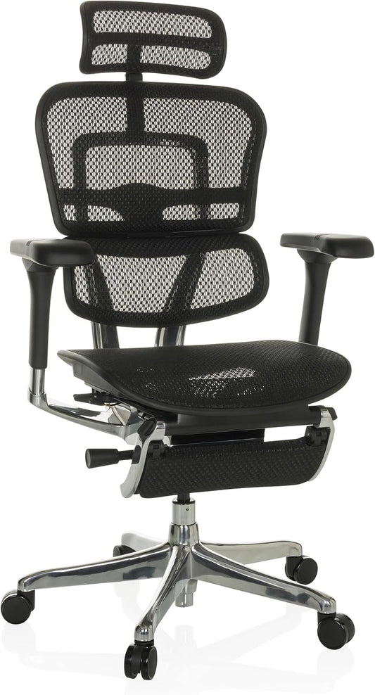 hjh OFFICE Bureaustoel ERGOHUMAN Plus LEGPRO I hoogwaardige bureaustoel met ergonomische rugleuning, zwart, 652298
