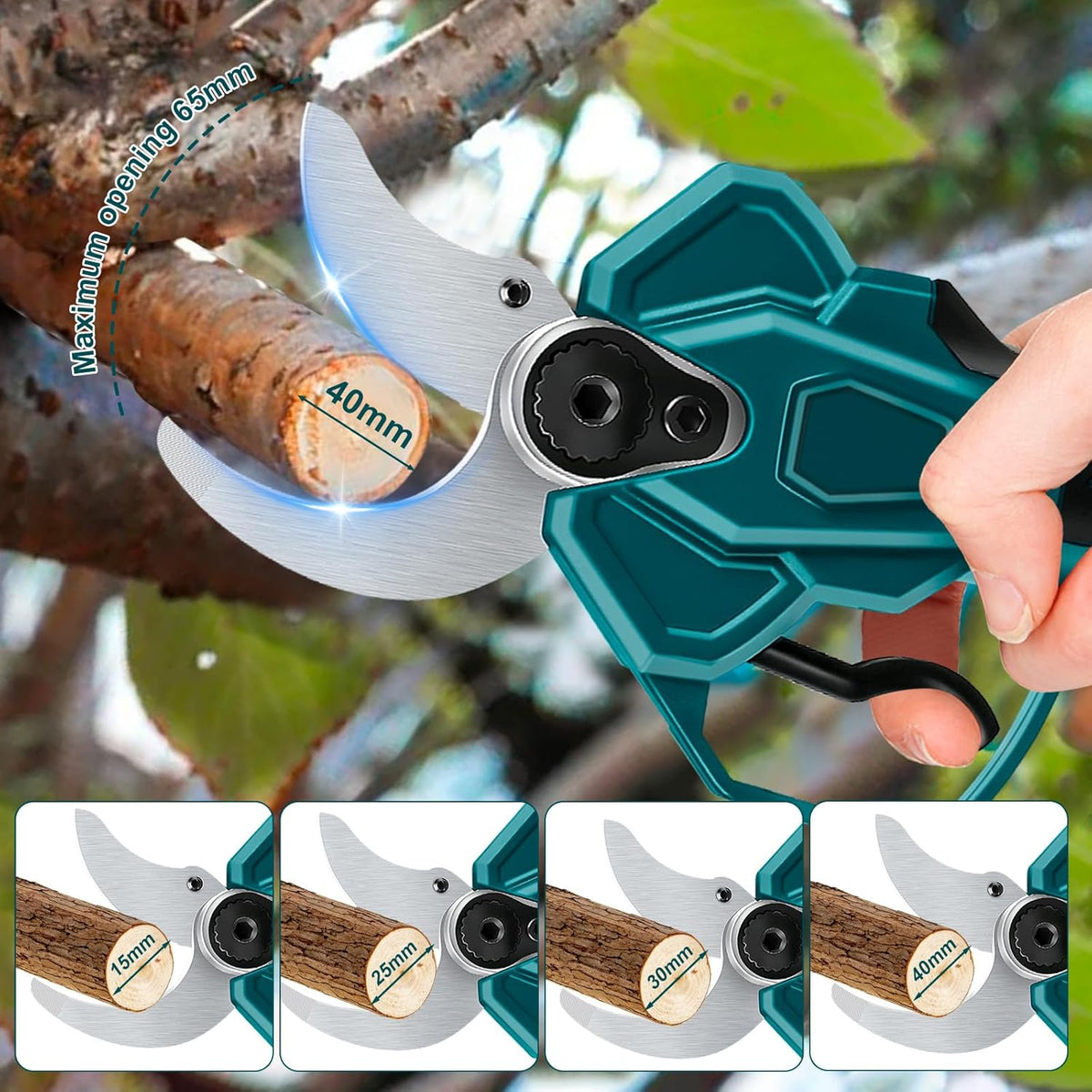 Draadloze elektrische snoeischaar voor Makita 18 V LCD-scherm, maximale opening, 65 mm, elektrische snoeischaar, accuschaar, tuinsnoeischaar voor het snoeien van bomen en struiken en fruitbomen