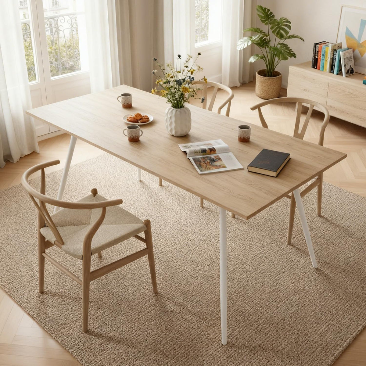 Uittrekbare Eettafel – Verlengbare Tafel – Keukentafel – Multifunctionele Tafel – Ruimtebesparende Eettafel – MDF Zandeiken Blad – Stabiel Gepoedercoat Metalen Frame – 120-160x80 cm – Voor 4-6 Personen