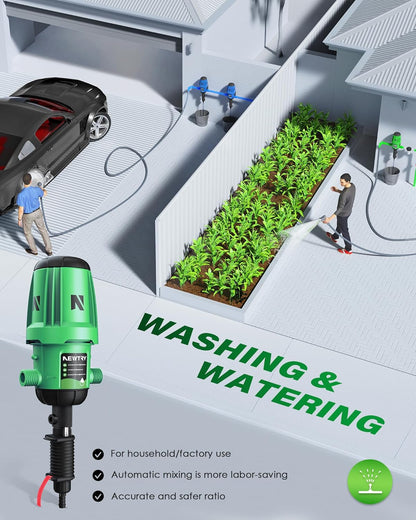 NEWTRY Mestinjector voor druppelirrigatie, 0,4 ~ 4% instelbare doseerpomp, 3/4 inch NPT wateraangedreven vloeistofdoseerder voor tuin, irrigatie en hydrocultuur systeem, boerderij
