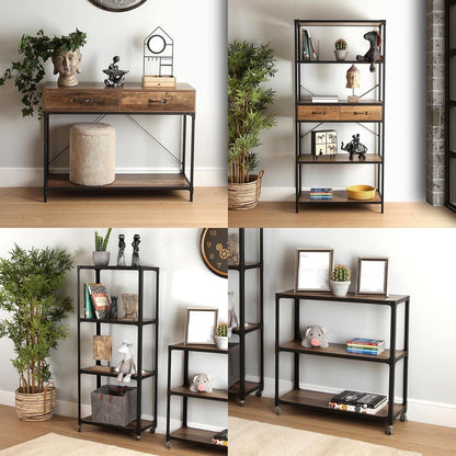 Versa Bremen Smalle hal of vestibule Entree hal meubilair, Console Tafel, met 2 lades, Afmetingen (H x B x H) 76 x 100 x 35 cm, Hout, Kleur Bruin
