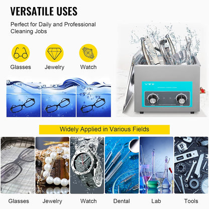 Ultrasone Reiniger – Ultrasoon Reinigingsapparaat – Sieradenreiniger – Ultrasoon Wasmachine – 15 Liter – Roestvrijstalen Tank – Instelbare Verwarming 20-80°C