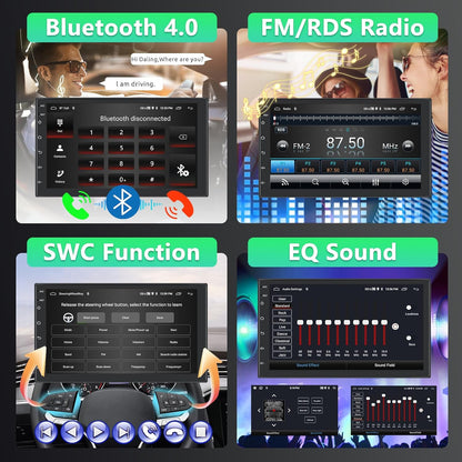 2+64G Motorsi Auto Radio 2 din Android met GPS -Navigatie, Bluetooth Dubbele din Radio Auto met Scherm, Stereo Auto Support Mirrorlink/FM/WIFI/USB/SWC + Achteruitrijcamera + Microfoon