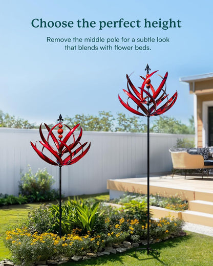 Tuin Wind Spinners - Grote Outdoor Metalen Wind Spinners Sculpturen, Gazon Yard Art Garden Decor (Bourgondische Lotus)