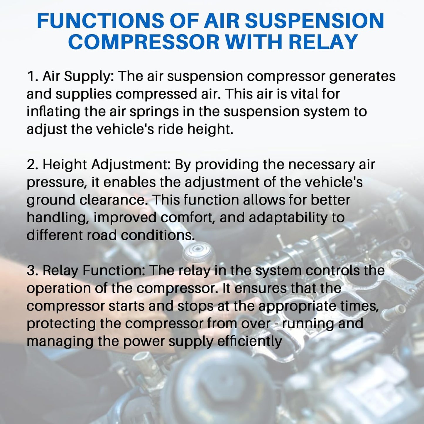 Luchtvering compressor vierwielaandrijving compatibel met GL-klasse X164 GL320 GL350 GL500 M-klasse W164 ML300 ML320 ML450 ML500 vervanging voor 1643200304 A1643200304