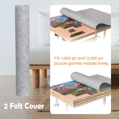 Tektalk 2000/1500/1000 Stuk opvouwbaar puzzelbord met hoogteverstelling, legpuzzeltafel met hoes en 8 sorteerladen/laden, puzzelezel met poten, omsloten met 4 rolwielen