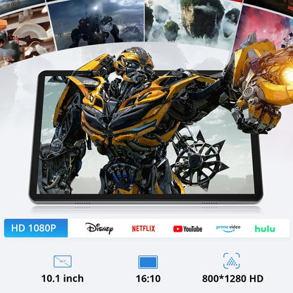 Android 16 Tablet, 10 inch Tablet with Case, T7250 Octa Core, 1280x800 HD IPS Screen, 6600mAh(with NTC), 2,4G 5G WiFi, BT5 0,GPS, Widevine L1, with Usb Ports