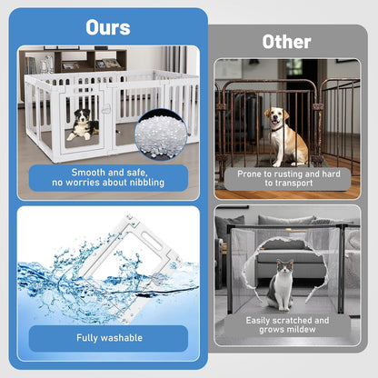 Transparante acryl hondenpen voor binnen, transparante puppybox, plastic huisdierbox voor kleine honden, eenvoudig te monteren en schoon te maken, 10 panelen