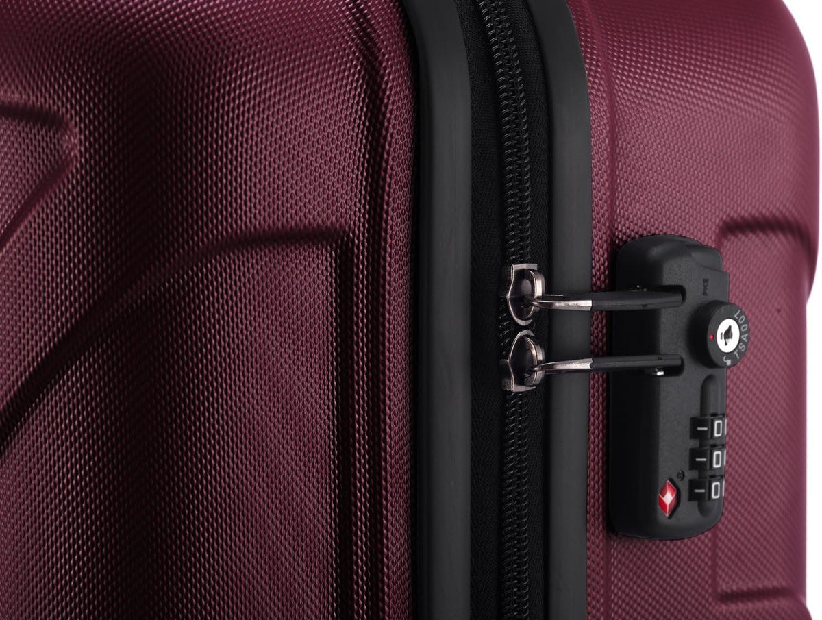 Suitline Kofferset 3 delig ABS harde schaal handbagage 55 cm middel 66 cm groot 76 cm uitbreidbaar met TSA slot 4 dubbele wielen telescopische handgreep, Bourgondië
