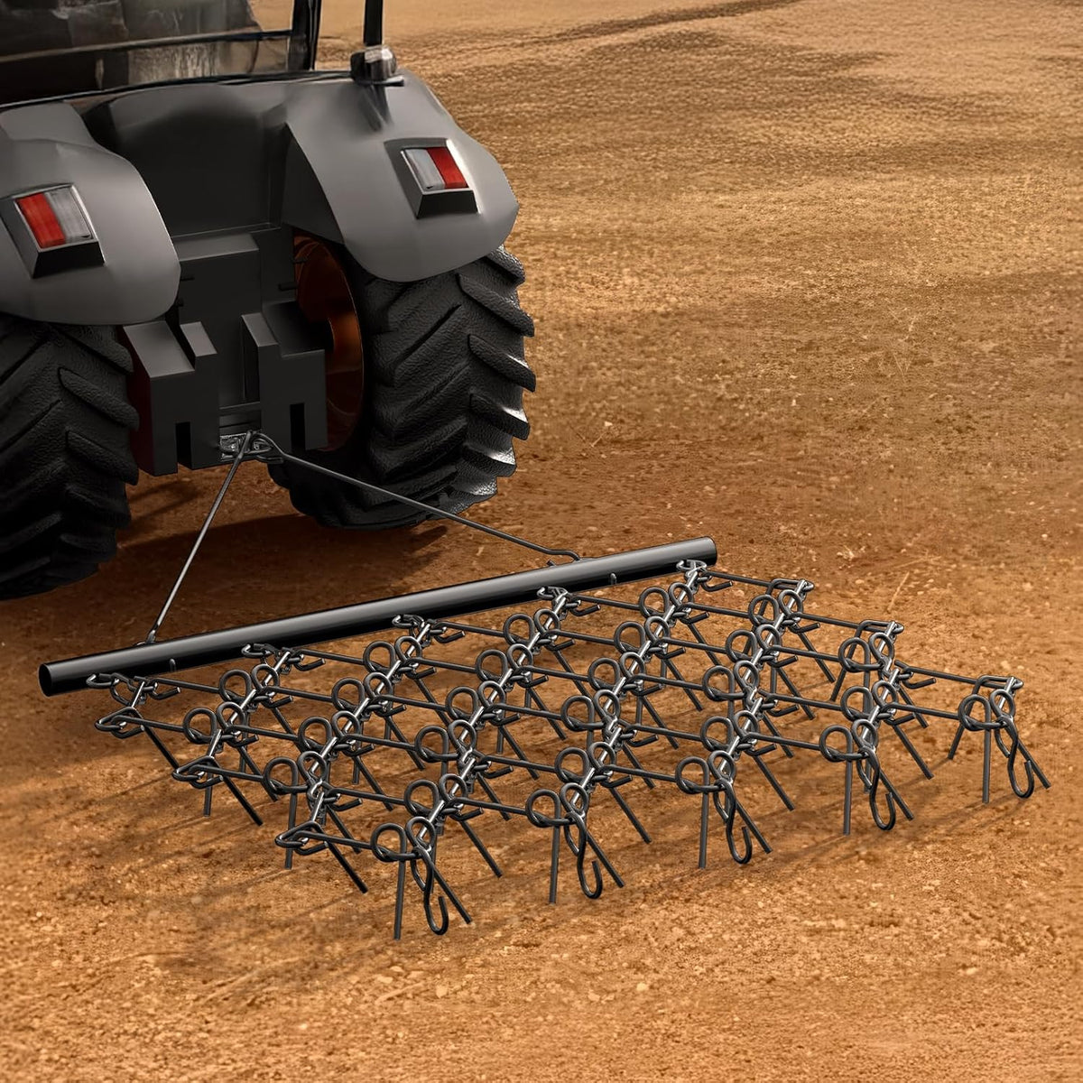 VEVOR Meadow harrow, 178 x 147 x 11 cm, 60 tooth pasture drag, suitable for ATV and UTV tractors, for soil preparation, sowing, grading landscapes and maintenance of gravel driveways