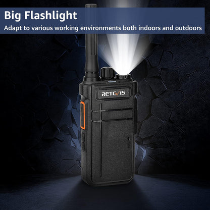 Retevis RB637 Bluetooth Walkie Talkies Oplaadbaar, PMR446 Professionele 2-weg radio met draadloze headset, 2000mAh, VOX, draadloze kloon twee-weg radio's (zwart, 4 stuks)