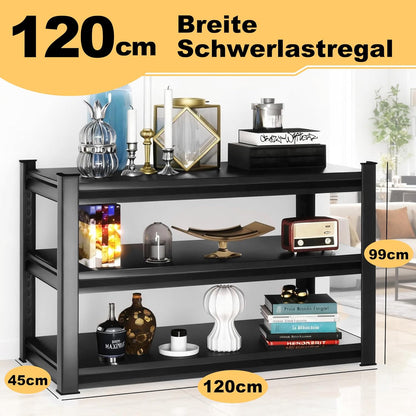 Opbergrek – Stellingkast – Kelderrek – Steekrek – Werkplaatsrek – Zwart – 120 x 45 x 99 cm – 750 kg Draagvermogen – 3 Verstelbare Planken