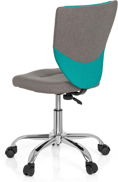 hjh OFFICE 670630 kinderbureaustoel KIDDY COMFORT stof grijs/turquoise draaistoel jeugdstoel bureaustoel, in hoogte verstelbaar