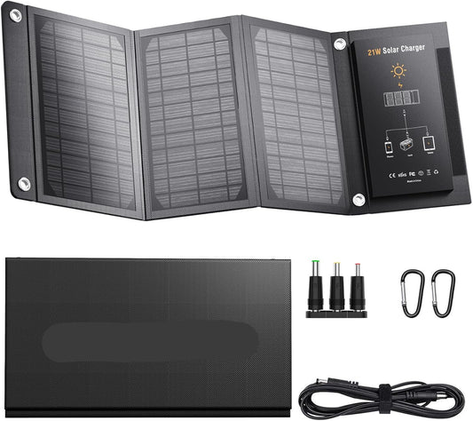 Draagbaar Zonnepaneel – Opvouwbaar Zonnepaneel – Solar Generator – Powerstation Zonnepaneel – Camping Zonnepaneel – 21 Watt Vermogen – Snelle QC3.0 USB Oplader