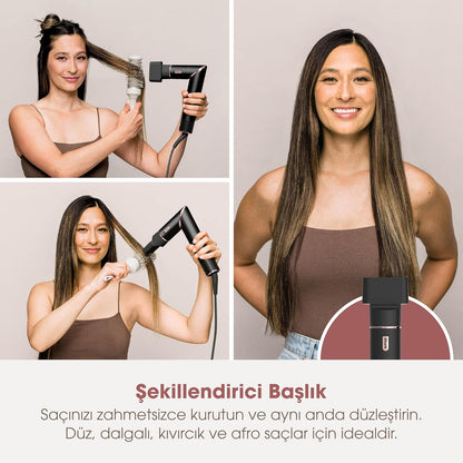 Shark FlexStyle 5-in-1 Airstyler & Haardroger, Automatische Krullers, Platte Borstel, Ovale Borstel, Concentrator, Diffuser, Bewaarhoes, Geen Hittebeschadiging, Zwart/Roségoud HD446EU