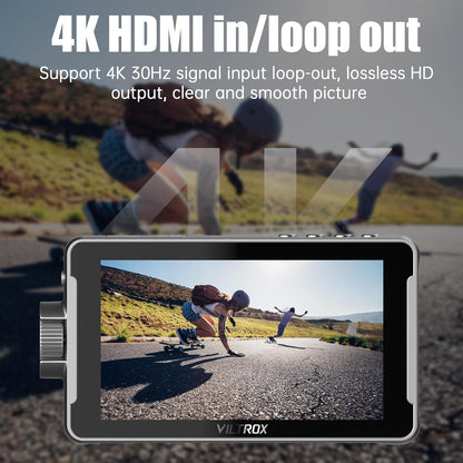 VILTROX DC-550 Pro 5,5 inch 1200 nits touchscreen DSLR camera veld monitor met accu zonneklep 3D Lut HDMI Peaking Focus Assist 1920x1080 4K HDMI ingang uitgang 5V type C ingang
