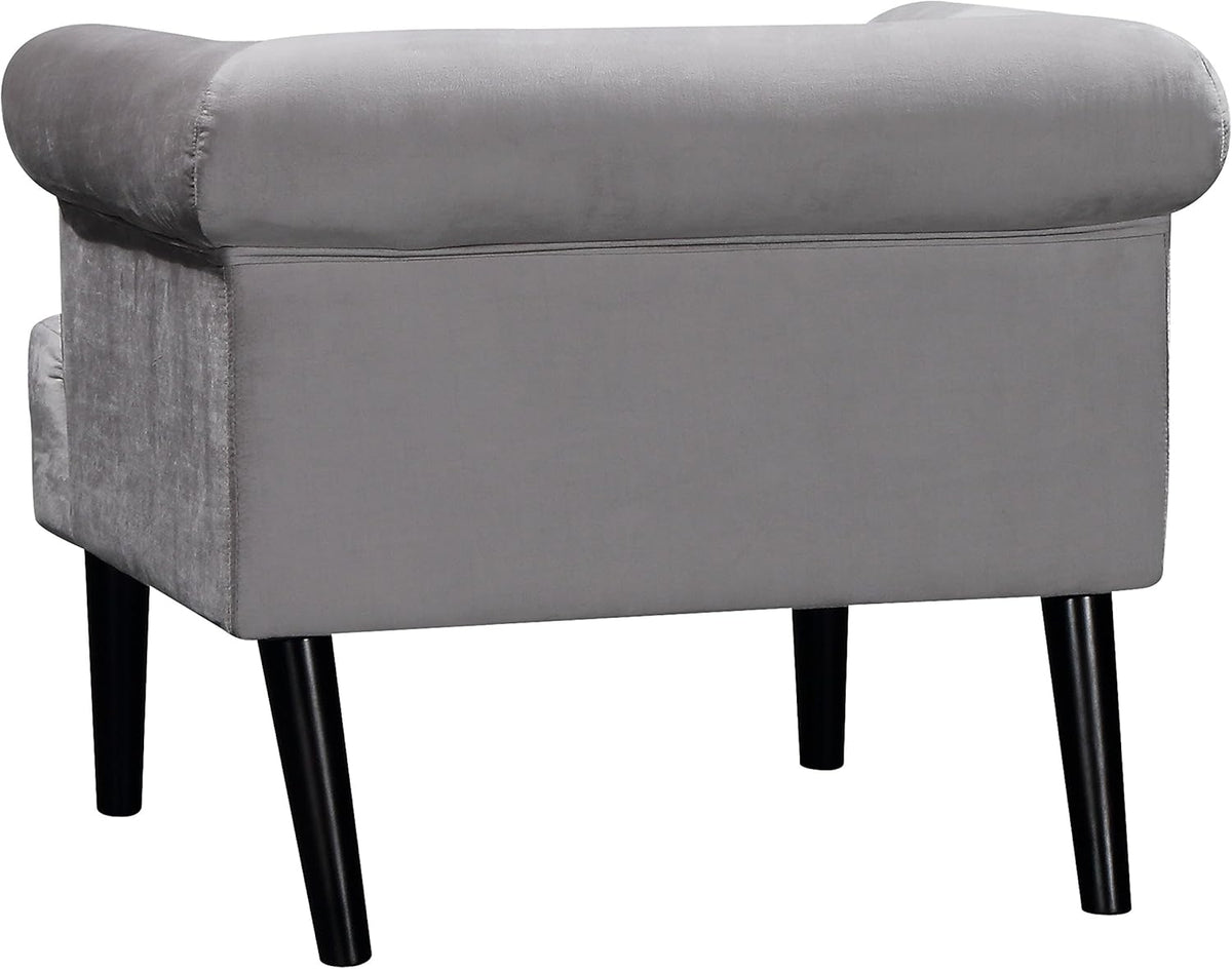 Atlantic Home Collection Charlie fauteuil, armleuningstoel met massief houten poten, fluweel, grijs, 74 x 86 x 70 cm