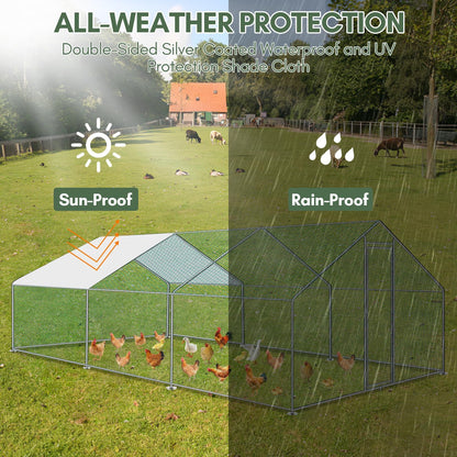 3 x 6 x 2 m, chicken coop, free running with lock and door, metal animal enclosure, 18 m², chicken house, outdoor run for chicken cage and small animals