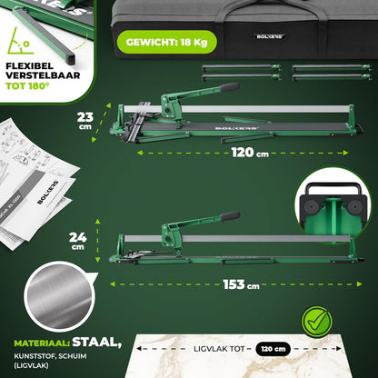 ProCut XL 1200 tegelsnijder - tegelsnijder met 1200mm snijlengte - precieze sneden dankzij hardmetalen snijwiel met kogellager - tegelsnijmachine met magnetische breekstempel