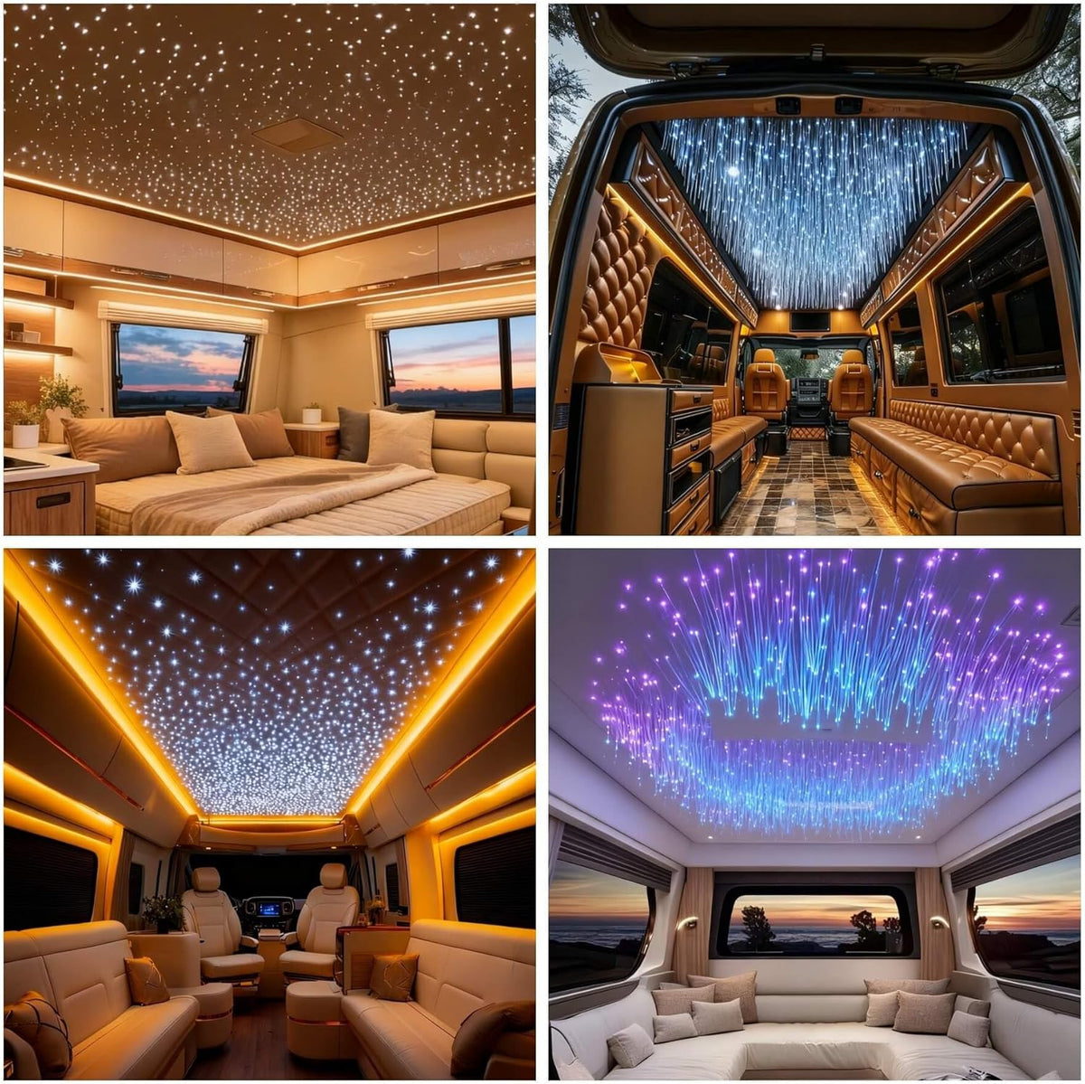 GIDEALED Twinkle Sterrenhemel glasvezel licht voor auto / thuis, 600 stuks x 3 m x 0,75 mm Star plafondlampenset met app/afstandsbediening RGBW Fiber Optic Light muziekmodus, tijdfunctie en