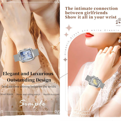 Smartwatch Dames met Telefoonfunctie, Fitnesstracker met Diamant,Bloeddrukmeting,Fitnesshorloge met Hartslagmeter Slaapmonitor, Activiteitstracker Armband met voor Android iOS (Zilver)