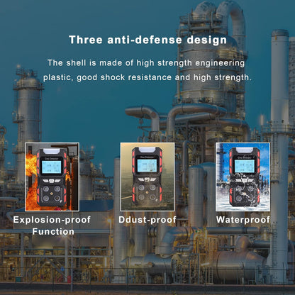 Upgrade Nieuw Model Draagbare Voice Type Multi Gas Detectoren, Handheld Luchtkwaliteit 4 Gas Monitor met Groot Digitaal LCD Display, Oplaadbare Lithium Batterij Aangedreven (Zwart)