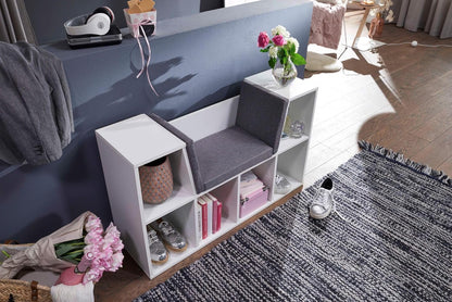 Design Bank – Opbergbank – Schoenenbank – Zitbank – Opbergbank – 101,5 x 61,5 x 30 cm – Melamine Coating & Afneembaar Wasbaar Kussen - QUORE