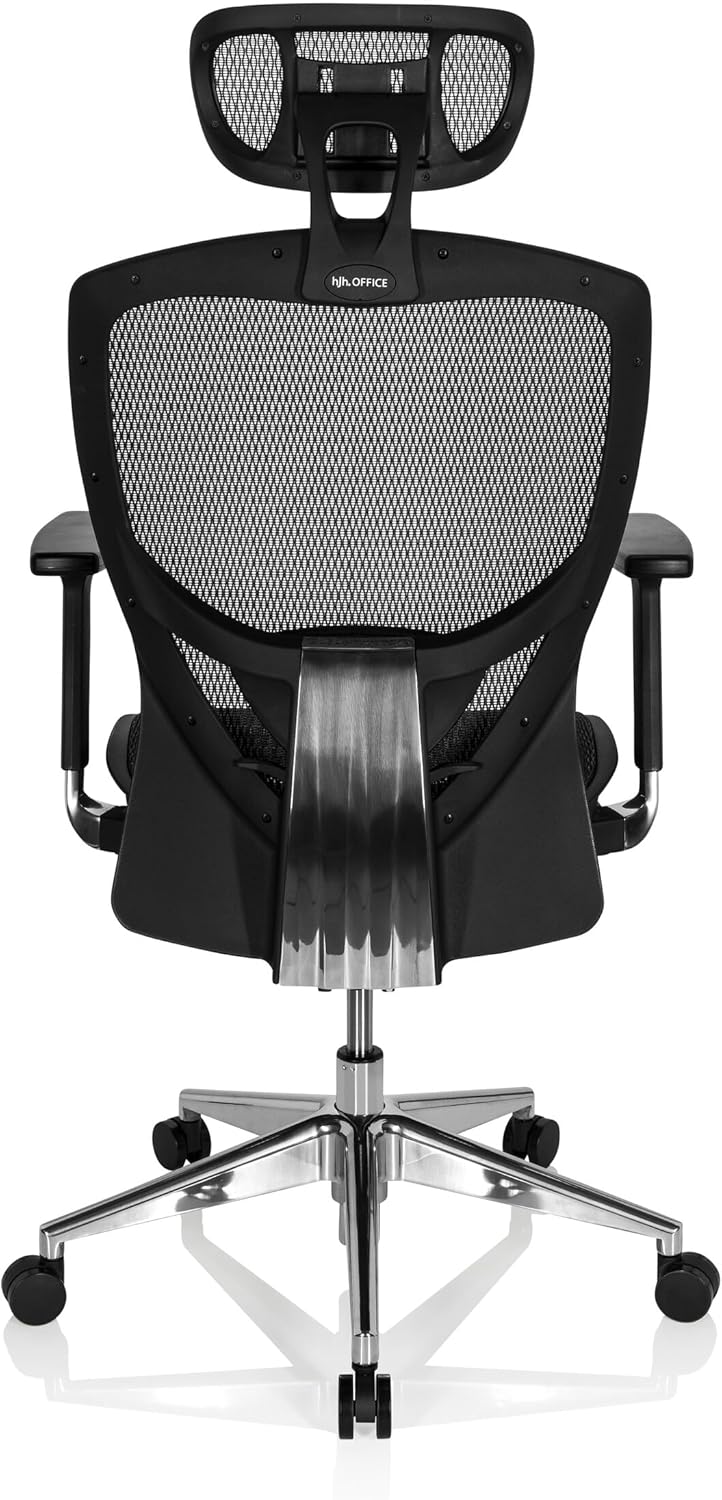 hjh OFFICE 657000 bureaustoel, directiestoel, VENUS ONE netstof, zwart, ergonomische flexibele lendensteun, hoog zitcomfort, draaistoel, ergonomisch, verstelbare armleuningen, bureaustoel